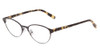 Profile View of Jones New York J137 Designer Bi-Focal Prescription Rx Eyeglasses in Black & Tokyo Tortoise Havana Brown Gold Unisex Oval Full Rim Metal 49 mm