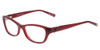 Profile View of Jones New York J226 Designer Single Vision Prescription Rx Eyeglasses in Burgundy Crystal Red Unisex Cateye Full Rim Acetate 50 mm