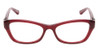 Front View of Jones New York J226 Designer Progressive Lens Prescription Rx Eyeglasses in Burgundy Crystal Red Unisex Cateye Full Rim Acetate 50 mm