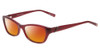 Profile View of Jones New York J226 Designer Polarized Sunglasses with Custom Cut Red Mirror Lenses in Burgundy Crystal Red Unisex Cateye Full Rim Acetate 50 mm
