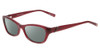 Profile View of Jones New York J226 Designer Polarized Sunglasses with Custom Cut Smoke Grey Lenses in Burgundy Crystal Red Unisex Cateye Full Rim Acetate 50 mm