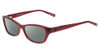 Profile View of Jones New York J226 Designer Polarized Reading Sunglasses with Custom Cut Powered Smoke Grey Lenses in Burgundy Crystal Red Unisex Cateye Full Rim Acetate 50 mm