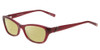 Profile View of Jones New York J226 Designer Polarized Reading Sunglasses with Custom Cut Powered Sun Flower Yellow Lenses in Burgundy Crystal Red Unisex Cateye Full Rim Acetate 50 mm