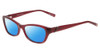 Profile View of Jones New York J226 Designer Polarized Reading Sunglasses with Custom Cut Powered Blue Mirror Lenses in Burgundy Crystal Red Unisex Cateye Full Rim Acetate 50 mm