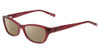 Profile View of Jones New York J226 Designer Polarized Reading Sunglasses with Custom Cut Powered Amber Brown Lenses in Burgundy Crystal Red Unisex Cateye Full Rim Acetate 50 mm