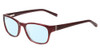 Profile View of Jones New York J748 Designer Progressive Lens Blue Light Blocking Eyeglasses in Ruby Crystal Red Silver Unisex Oval Full Rim Acetate 51 mm