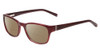 Profile View of Jones New York J748 Designer Polarized Reading Sunglasses with Custom Cut Powered Amber Brown Lenses in Ruby Crystal Red Silver Unisex Oval Full Rim Acetate 51 mm