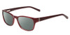Profile View of Jones New York J748 Designer Polarized Reading Sunglasses with Custom Cut Powered Smoke Grey Lenses in Ruby Crystal Red Silver Unisex Oval Full Rim Acetate 51 mm
