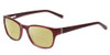 Profile View of Jones New York J748 Designer Polarized Reading Sunglasses with Custom Cut Powered Sun Flower Yellow Lenses in Ruby Crystal Red Silver Unisex Oval Full Rim Acetate 51 mm