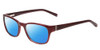 Profile View of Jones New York J748 Designer Polarized Reading Sunglasses with Custom Cut Powered Blue Mirror Lenses in Ruby Crystal Red Silver Unisex Oval Full Rim Acetate 51 mm