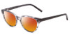 Profile View of Jones New York J760 Designer Polarized Sunglasses with Custom Cut Red Mirror Lenses in Grey Marble Horn Unisex Cateye Full Rim Acetate 53 mm