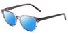 Profile View of Jones New York J760 Designer Polarized Reading Sunglasses with Custom Cut Powered Blue Mirror Lenses in Grey Marble Horn Unisex Cateye Full Rim Acetate 53 mm