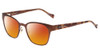 Profile View of Lucky Brand D106 Designer Polarized Sunglasses with Custom Cut Red Mirror Lenses in Brown Satin Tortoise Havana Brown Gold Ladies Classic Full Rim Metal 49 mm