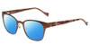 Profile View of Lucky Brand D106 Designer Polarized Reading Sunglasses with Custom Cut Powered Blue Mirror Lenses in Brown Satin Tortoise Havana Brown Gold Ladies Classic Full Rim Metal 49 mm