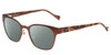 Profile View of Lucky Brand D106 Designer Polarized Reading Sunglasses with Custom Cut Powered Smoke Grey Lenses in Brown Satin Tortoise Havana Brown Gold Ladies Classic Full Rim Metal 49 mm
