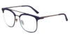 Profile View of Police SPL569 Crossover 1 Designer Reading Eye Glasses with Custom Cut Powered Lenses in Gunmetal Navy Blue Unisex Retro Full Rim Metal 54 mm