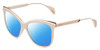 Profile View of Police SPL621 Affair-2 Designer Polarized Sunglasses with Custom Cut Blue Mirror Lenses in Ivory White Unisex Cateye Full Rim Acetate 56 mm