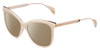 Profile View of Police SPL621 Affair-2 Designer Polarized Sunglasses with Custom Cut Amber Brown Lenses in Ivory White Unisex Cateye Full Rim Acetate 56 mm