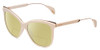 Profile View of Police SPL621 Affair-2 Designer Polarized Reading Sunglasses with Custom Cut Powered Sun Flower Yellow Lenses in Ivory White Unisex Cateye Full Rim Acetate 56 mm