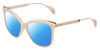 Profile View of Police SPL621 Affair-2 Designer Polarized Reading Sunglasses with Custom Cut Powered Blue Mirror Lenses in Ivory White Unisex Cateye Full Rim Acetate 56 mm