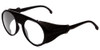 Profile View of Carrera Hyperfit Designer Reading Eye Glasses in Black Gray Leather Side Shield Unisex Square Full Rim Acetate 54 mm