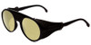 Profile View of Carrera Hyperfit Designer Polarized Reading Sunglasses with Custom Cut Powered Sun Flower Yellow Lenses in Black Gray Leather Side Shield Unisex Square Full Rim Acetate 54 mm
