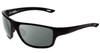 Profile View of Under Armour Battle Designer Polarized Reading Sunglasses with Custom Cut Powered Smoke Grey Lenses in Matte Black Mens Wrap Full Rim Acetate 65 mm