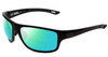 Profile View of Under Armour Battle Designer Polarized Reading Sunglasses with Custom Cut Powered Green Mirror Lenses in Matte Black Mens Wrap Full Rim Acetate 65 mm