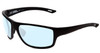 Profile View of Under Armour Battle Designer Blue Light Blocking Eyeglasses in Matte Black Mens Wrap Full Rim Acetate 65 mm
