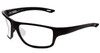 Profile View of Under Armour Battle Designer Blue Light Blocking Eyeglasses in Matte Black Mens Wrap Full Rim Acetate 65 mm