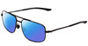 Profile View of Under Armour Impulse Designer Polarized Reading Sunglasses with Custom Cut Powered Blue Mirror Lenses in Matte Black Unisex Square Full Rim Metal 59 mm