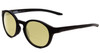 Profile View of Under Armour Infinity Designer Polarized Reading Sunglasses with Custom Cut Powered Sun Flower Yellow Lenses in Matte Black Unisex Round Full Rim Acetate 52 mm
