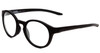 Profile View of Under Armour Infinity Designer Progressive Lens Blue Light Blocking Eyeglasses in Matte Black Unisex Round Full Rim Acetate 52 mm with Blue Light Zone functionality illustration laid over the lens