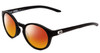Profile View of Under Armour Infinity Designer Polarized Sunglasses with Custom Cut Red Mirror Lenses in Matte Black Unisex Round Full Rim Acetate 52 mm