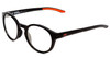 Profile View of Under Armour Infinity Designer Reading Eye Glasses in Gloss Black Coral Pink Unisex Round Full Rim Acetate 52 mm