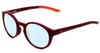 Profile View of Under Armour Infinity Designer Progressive Lens Blue Light Blocking Eyeglasses in Burgundy Red Unisex Round Full Rim Acetate 52 mm with Blue Light Zone functionality illustration laid over the lens