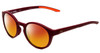 Profile View of Under Armour Infinity Designer Polarized Sunglasses with Custom Cut Red Mirror Lenses in Burgundy Red Unisex Round Full Rim Acetate 52 mm