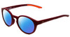 Profile View of Under Armour Infinity Designer Polarized Reading Sunglasses with Custom Cut Powered Blue Mirror Lenses in Burgundy Red Unisex Round Full Rim Acetate 52 mm