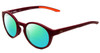 Profile View of Under Armour Infinity Designer Polarized Reading Sunglasses with Custom Cut Powered Green Mirror Lenses in Burgundy Red Unisex Round Full Rim Acetate 52 mm