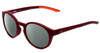 Profile View of Under Armour Infinity Designer Polarized Reading Sunglasses with Custom Cut Powered Smoke Grey Lenses in Burgundy Red Unisex Round Full Rim Acetate 52 mm