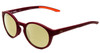 Profile View of Under Armour Infinity Designer Polarized Reading Sunglasses with Custom Cut Powered Sun Flower Yellow Lenses in Burgundy Red Unisex Round Full Rim Acetate 52 mm