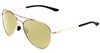 Profile View of Under Armour Instinct Designer Polarized Reading Sunglasses with Custom Cut Powered Sun Flower Yellow Lenses in Rose Gold Unisex Aviator Full Rim Metal 57 mm