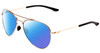 Profile View of Under Armour Instinct Designer Polarized Reading Sunglasses with Custom Cut Powered Blue Mirror Lenses in Rose Gold Unisex Aviator Full Rim Metal 57 mm