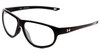 Profile View of Under Armour Intensity Designer Blue Light Blocking Eyeglasses in Gloss Black Ladies Oval Full Rim Acetate 59 mm