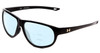 Profile View of Under Armour Intensity Designer Progressive Lens Blue Light Blocking Eyeglasses in Gloss Black Ladies Oval Full Rim Acetate 59 mm with Blue Light Zone functionality illustration laid over the lens