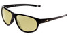 Profile View of Under Armour Intensity Designer Polarized Reading Sunglasses with Custom Cut Powered Sun Flower Yellow Lenses in Gloss Black Ladies Oval Full Rim Acetate 59 mm