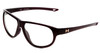 Profile View of Under Armour Intensity Designer Progressive Lens Blue Light Blocking Eyeglasses in Red Crystal Ladies Oval Full Rim Acetate 59 mm with Blue Light Zone functionality illustration laid over the lens