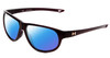 Profile View of Under Armour Intensity Designer Polarized Sunglasses with Custom Cut Blue Mirror Lenses in Red Crystal Ladies Oval Full Rim Acetate 59 mm