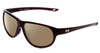 Profile View of Under Armour Intensity Designer Polarized Sunglasses with Custom Cut Amber Brown Lenses in Red Crystal Ladies Oval Full Rim Acetate 59 mm