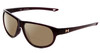 Profile View of Under Armour Intensity Designer Polarized Reading Sunglasses with Custom Cut Powered Amber Brown Lenses in Red Crystal Ladies Oval Full Rim Acetate 59 mm